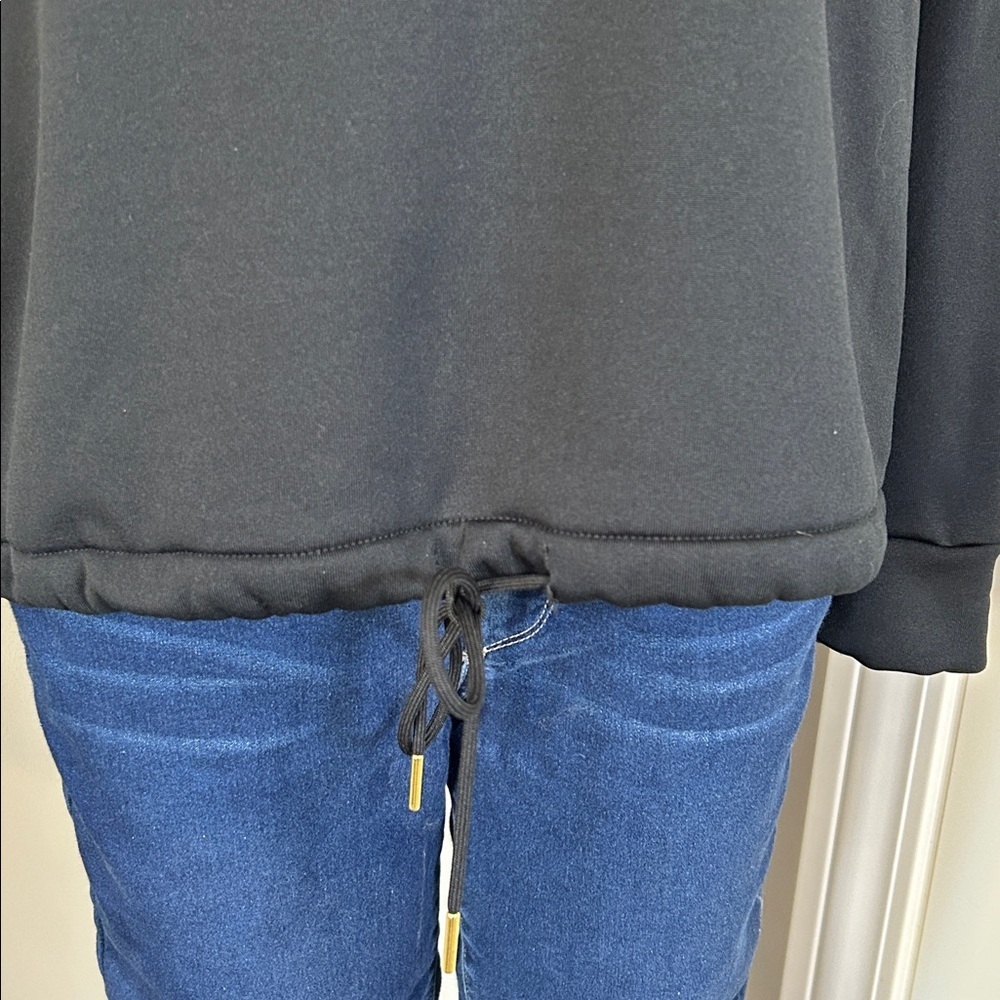 Tuckernuck Dudley Stephens Fleece Hooded Sweatshirt Black Drawstring Waist Sz S - Picture 2 of 9